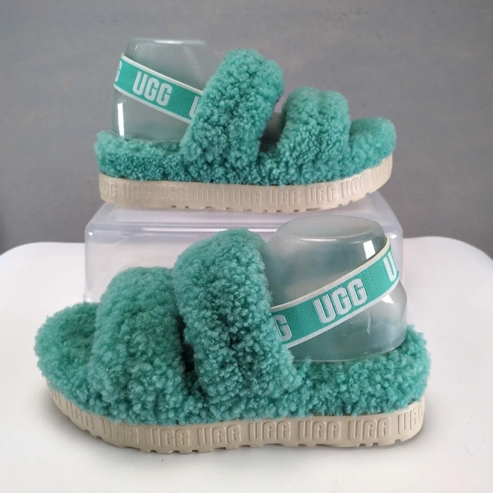 UGG Oh Fluffita Splash Blue Teal Shearling 2.5